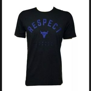 UNDER ARMOUR PROJECT ROCK  USDNA RESPECT ALWAYS EARNED  BLACK T-SHIRT Men's SZ S